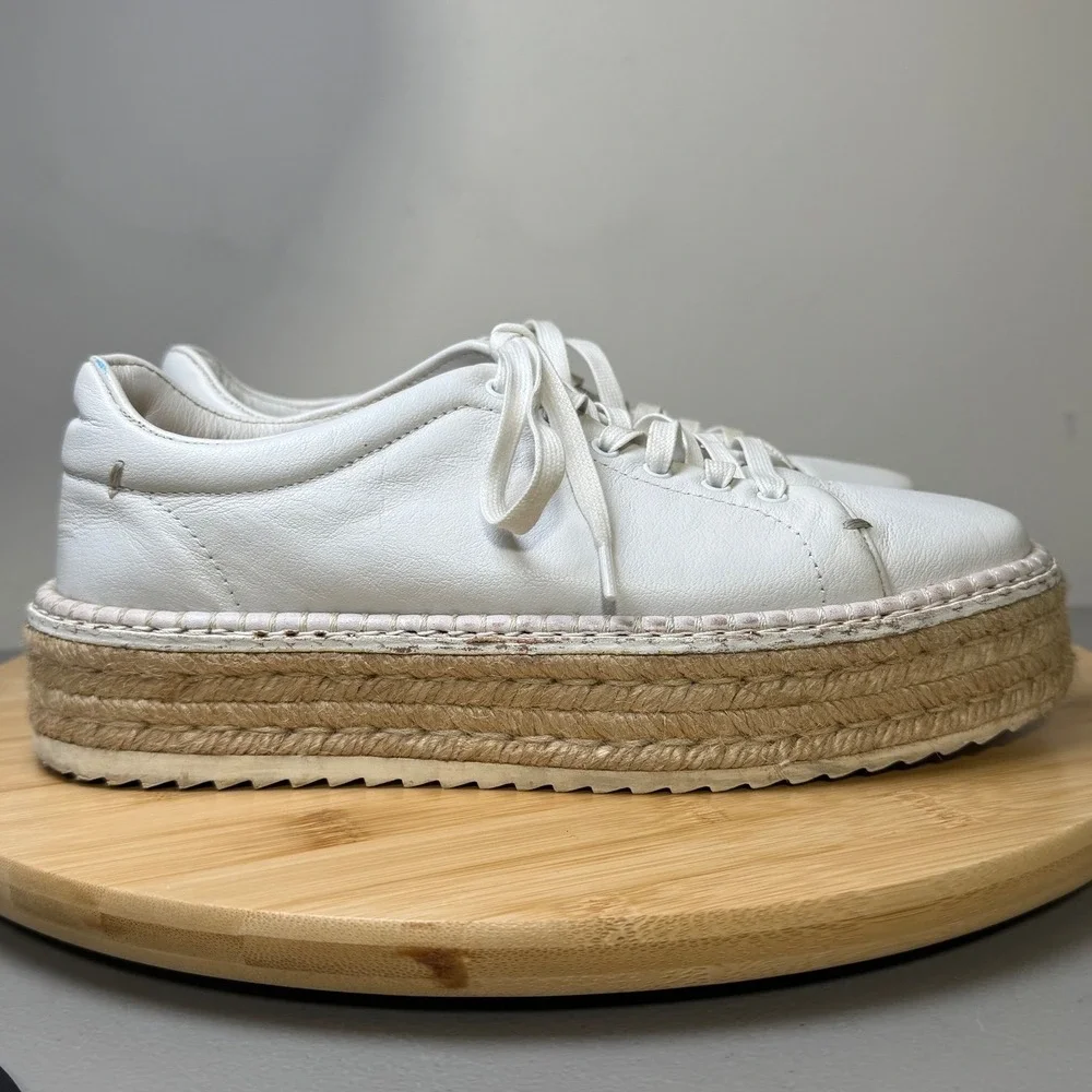 rag & bone White Leather Espadrille Platform Sneakers